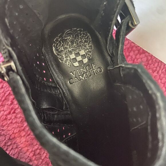 Vince Camuto Pamma Suede Leather Ankle Boots Black Size 8 - Picture 8 of 12